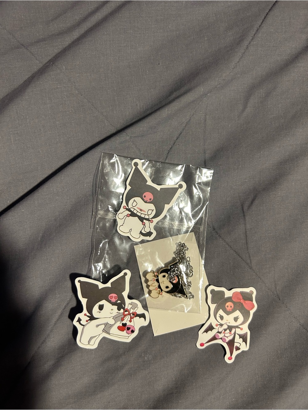 Kuromi Character Sticker & Necklace Set